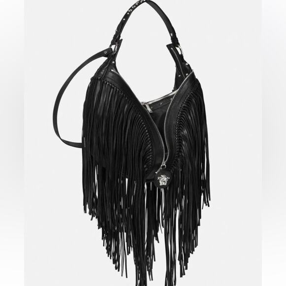 NWT MSRP$4875 Versace Medusa Mini Fringed Leather Hobo Shoulder Bag - Picture 3 of 8